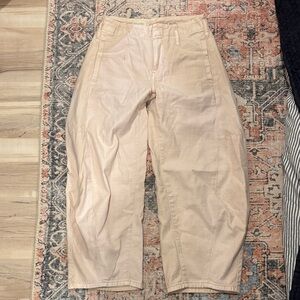 Pilcro Beige Wide-Leg Cargo Jeans